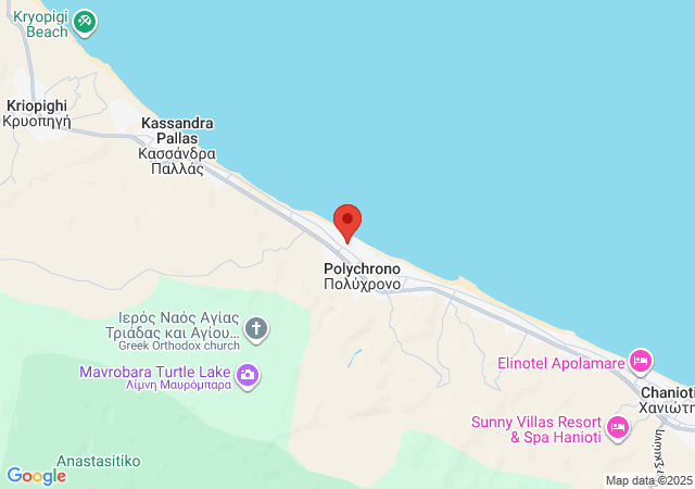 Show on the map Angelika’s Beach Front Apartment in Polychrono